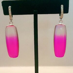 Rare quartz pink Ombre Sterling Silver Earrings